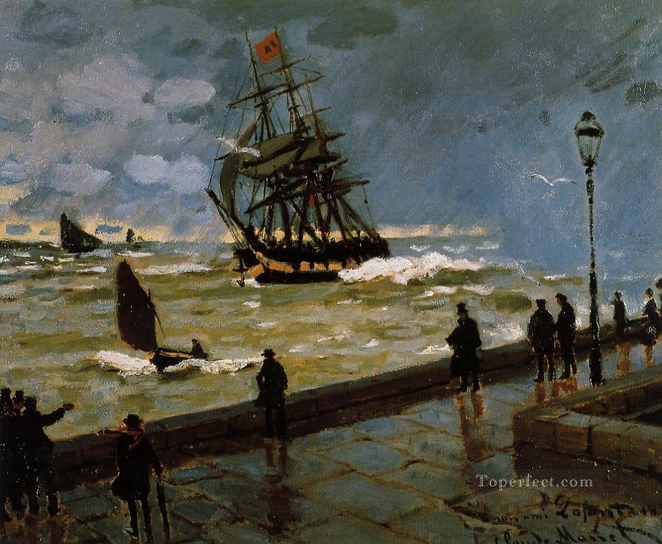 The Jetty of Le Havre in Rough Westher II Claude Monet Oil Paintings